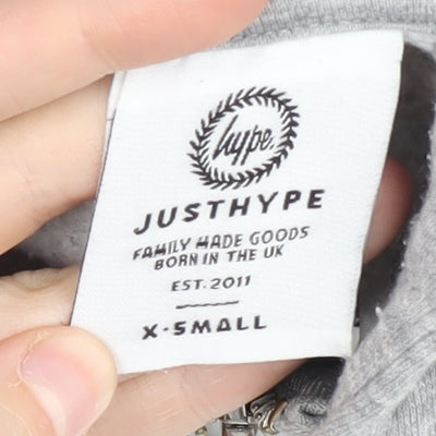 JustHype Men's XS Grey Full Zip Hoodie, Logo Accent