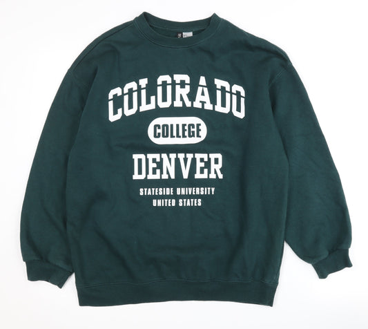 H&M Unisex Green College Sweatshirt Size S