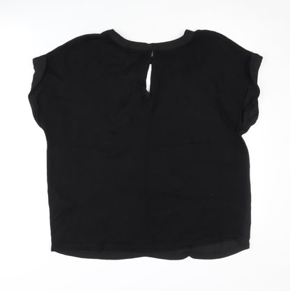 Womens UK Size 12 Warehouse Black Basic Blouse