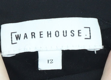 Womens UK Size 12 Warehouse Black Basic Blouse