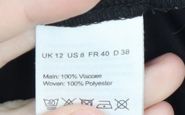 Womens UK Size 12 Warehouse Black Basic Blouse