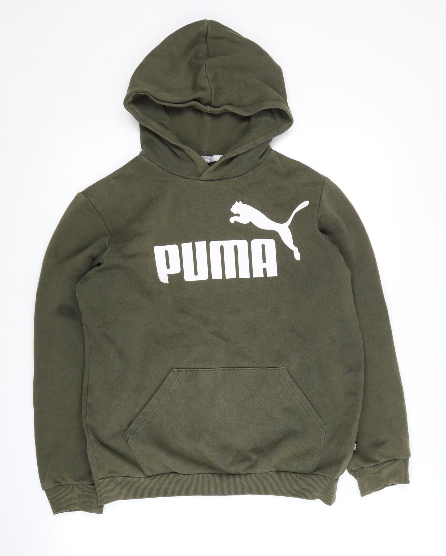 Puma Boys Green Hoodie Pullover 13-14 Years Logo Design