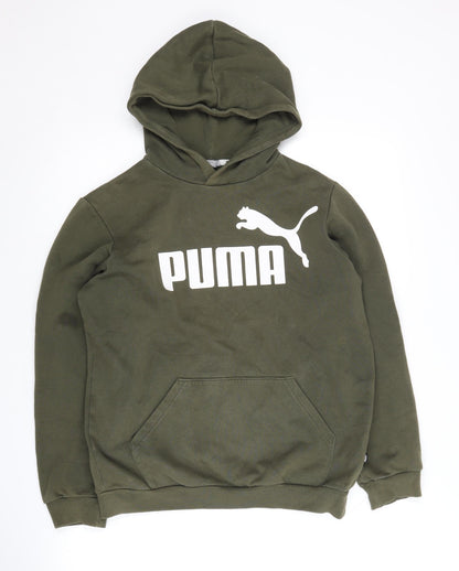 Puma Boys Green Hoodie Pullover 13-14 Years Logo Design