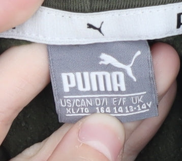 Puma Boys Green Hoodie Pullover 13-14 Years Logo Design