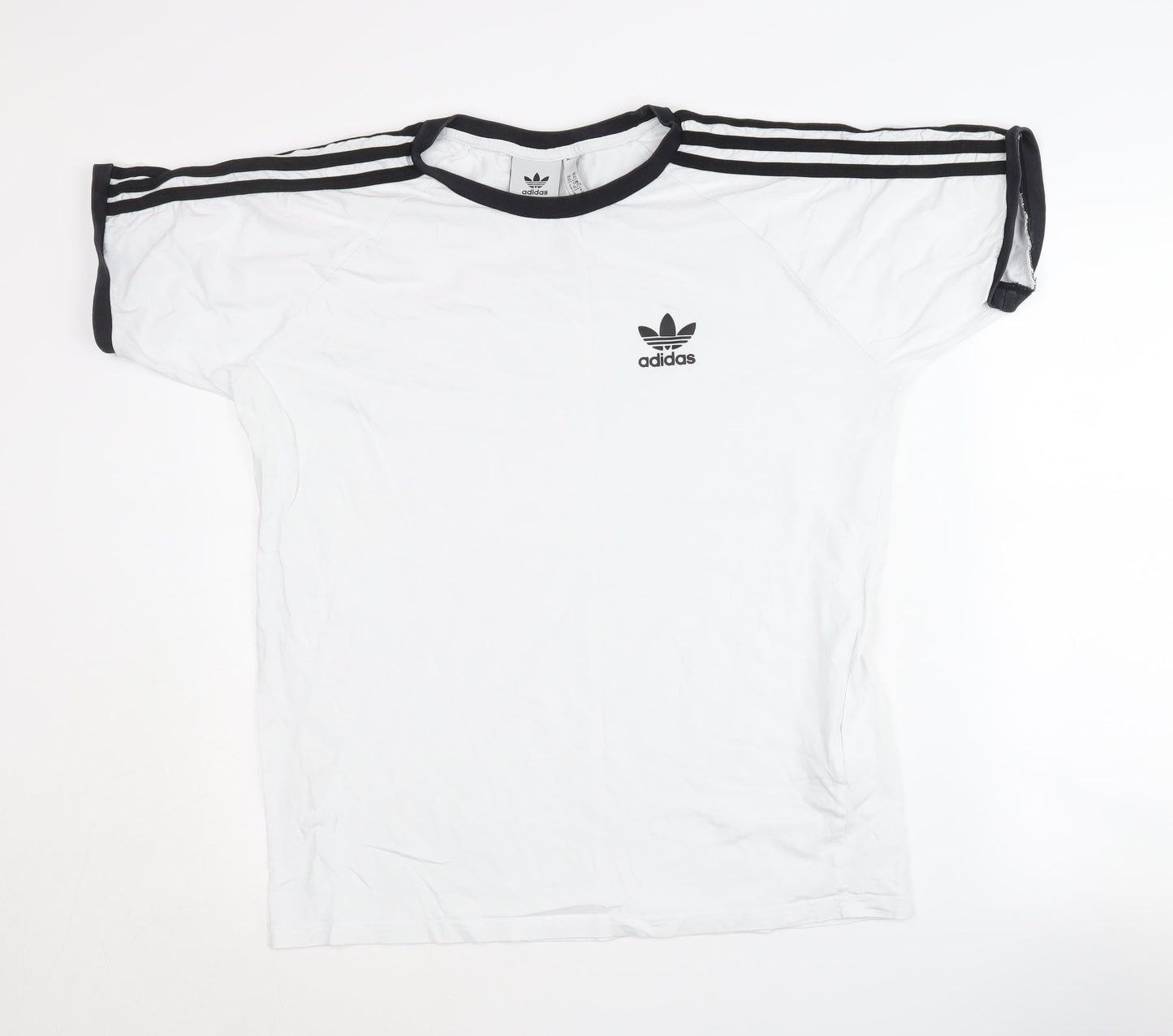 Adidas Men's XL White Logo T-Shirt - Short Sleeve, Crew Neck