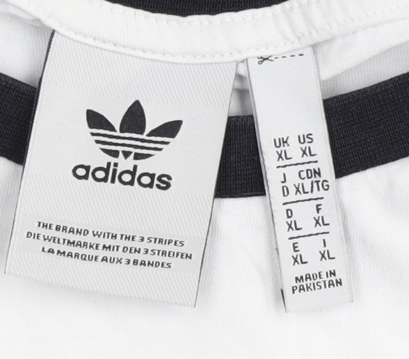 Adidas Men's XL White Logo T-Shirt - Short Sleeve, Crew Neck