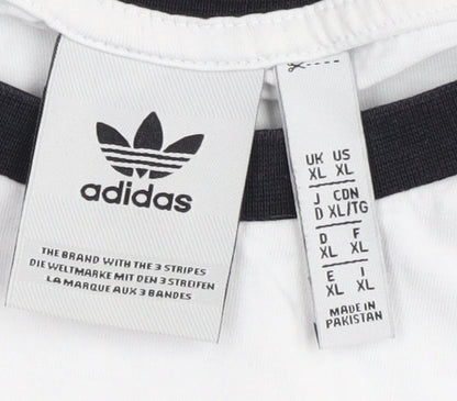 Adidas Men's XL White Logo T-Shirt - Short Sleeve, Crew Neck