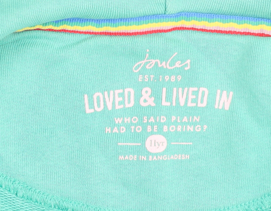 Joules Girls Green Full Zip Cotton Hoodie, Size 1 Year