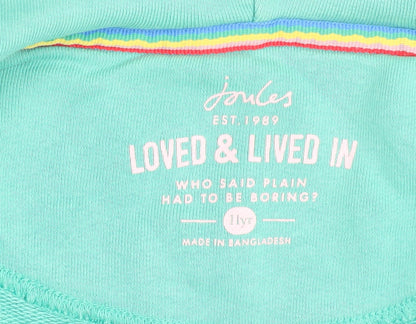 Joules Girls Green Full Zip Cotton Hoodie, Size 1 Year
