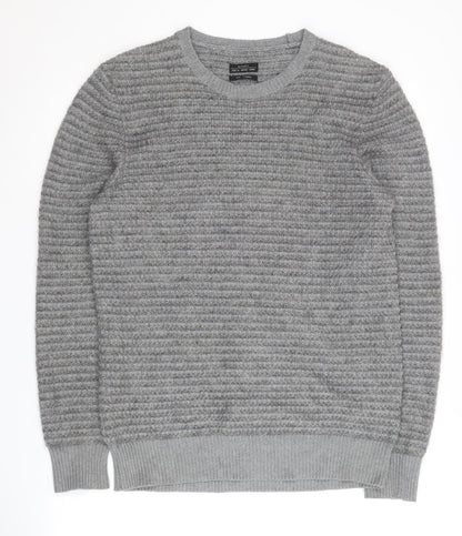 AllSaints Men's XS Grey Wool Blend Pullover Jumper