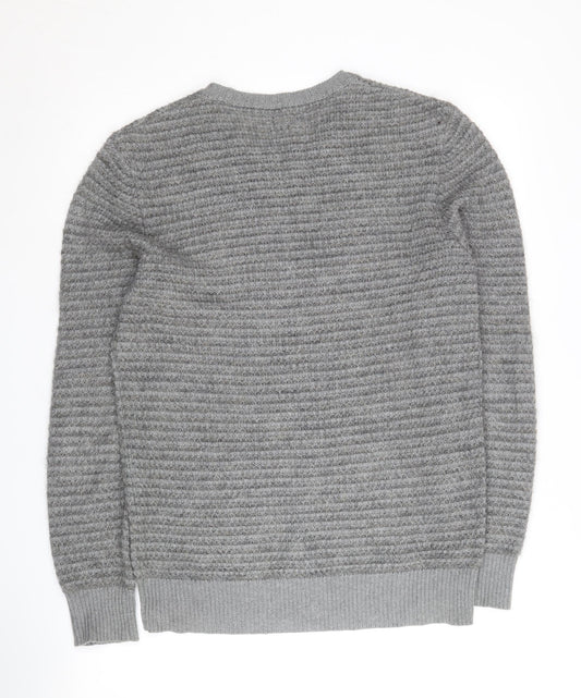 AllSaints Men's XS Grey Wool Blend Pullover Jumper