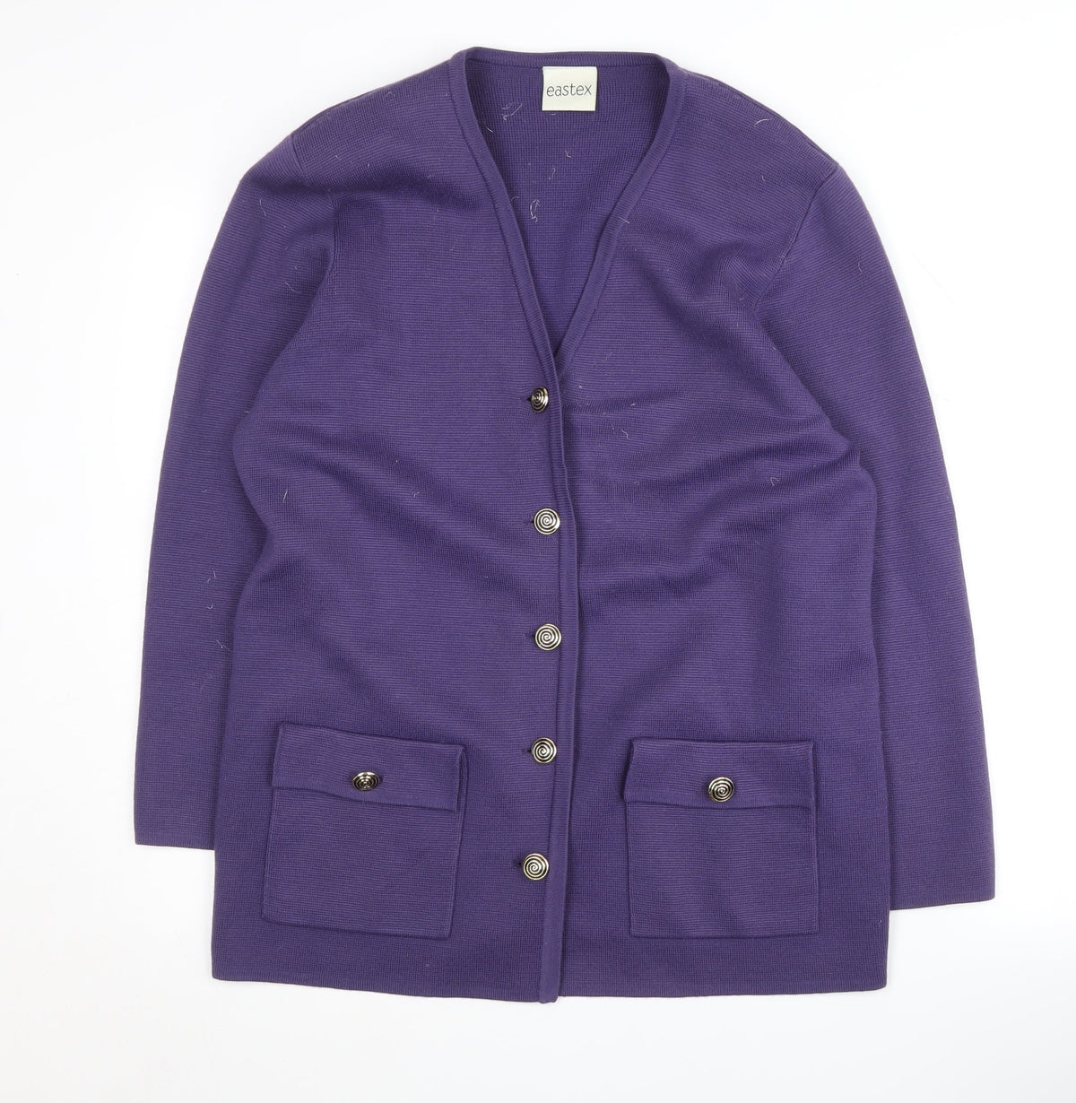 Womens UK Size M Eastex Purple Cardigan Jumper