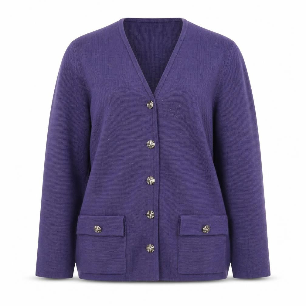 Womens UK Size M Eastex Purple Cardigan Jumper
