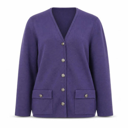 Womens UK Size M Eastex Purple Cardigan Jumper