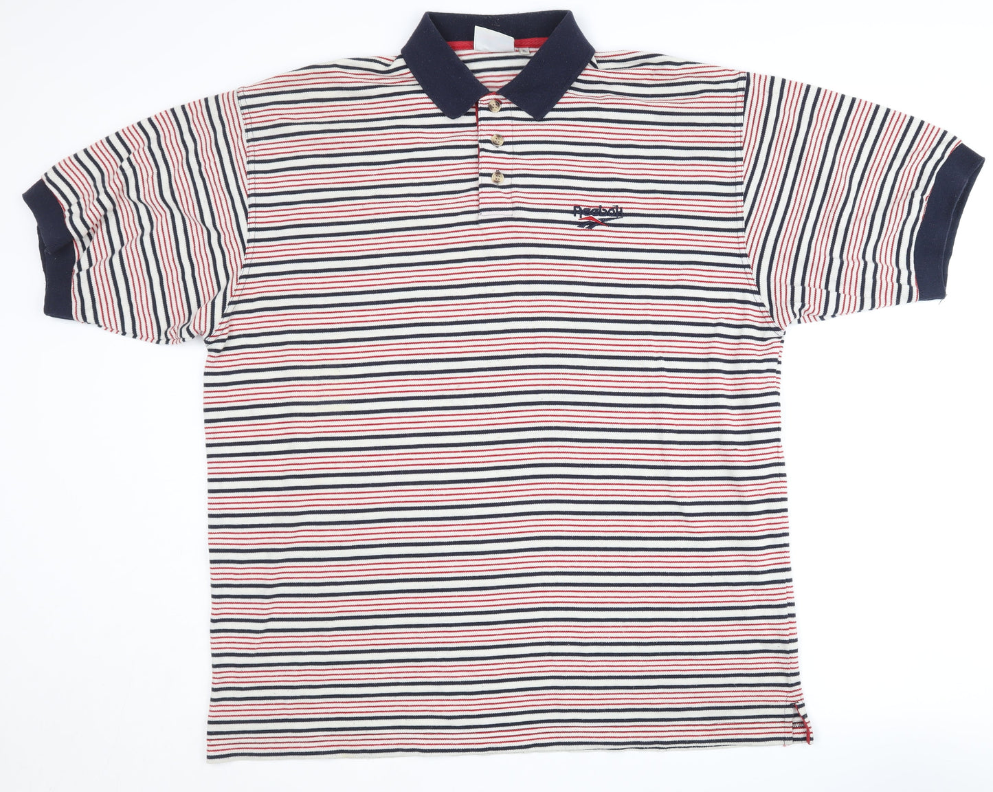 Reebok Men's XL Multicoloured Striped Polo Shirt