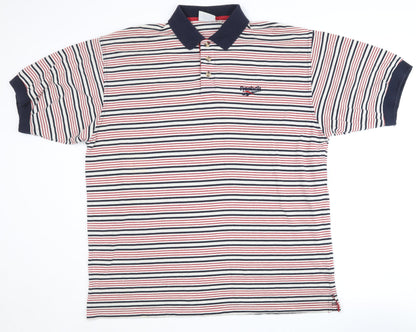 Reebok Men's XL Multicoloured Striped Polo Shirt
