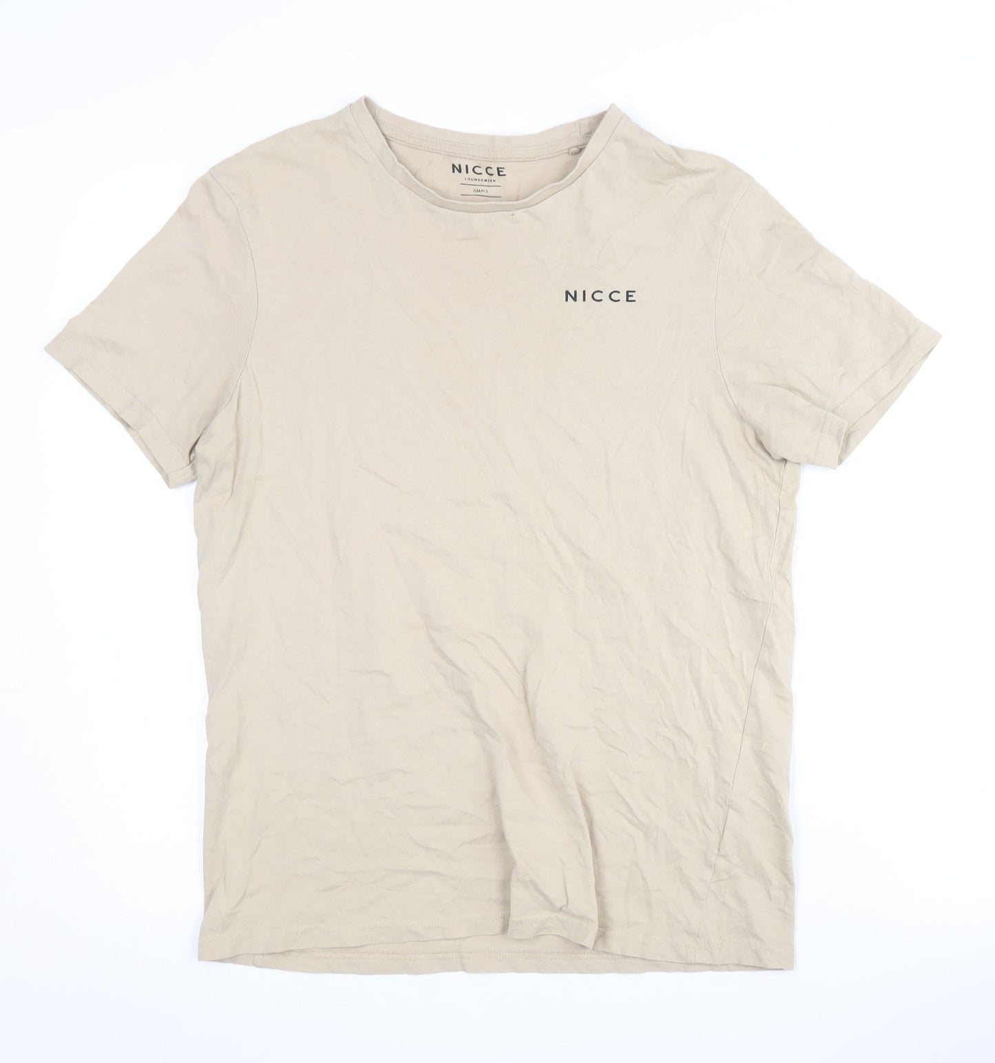 Nicce Men’s Beige Crew Neck T-Shirt, Size S, Casual Style