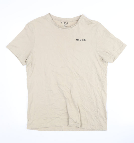 Nicce Men’s Beige Crew Neck T-Shirt, Size S, Casual Style