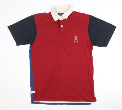 Maine New England Men's Polo Shirt Red Blue Size S