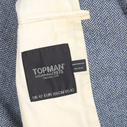 Mens UK Size 42 Topman Blue Basic Jacket