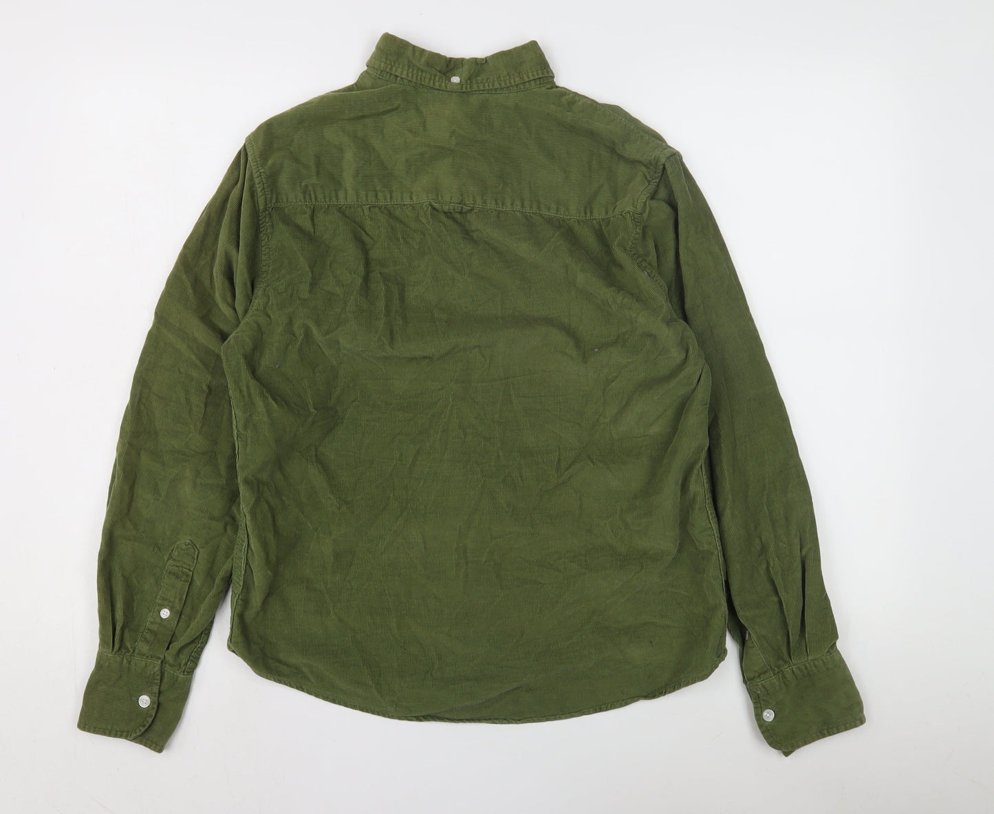 SUIT Men's Green Corduroy Button-Up Shirt Size S