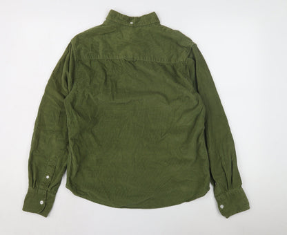 SUIT Men's Green Corduroy Button-Up Shirt Size S