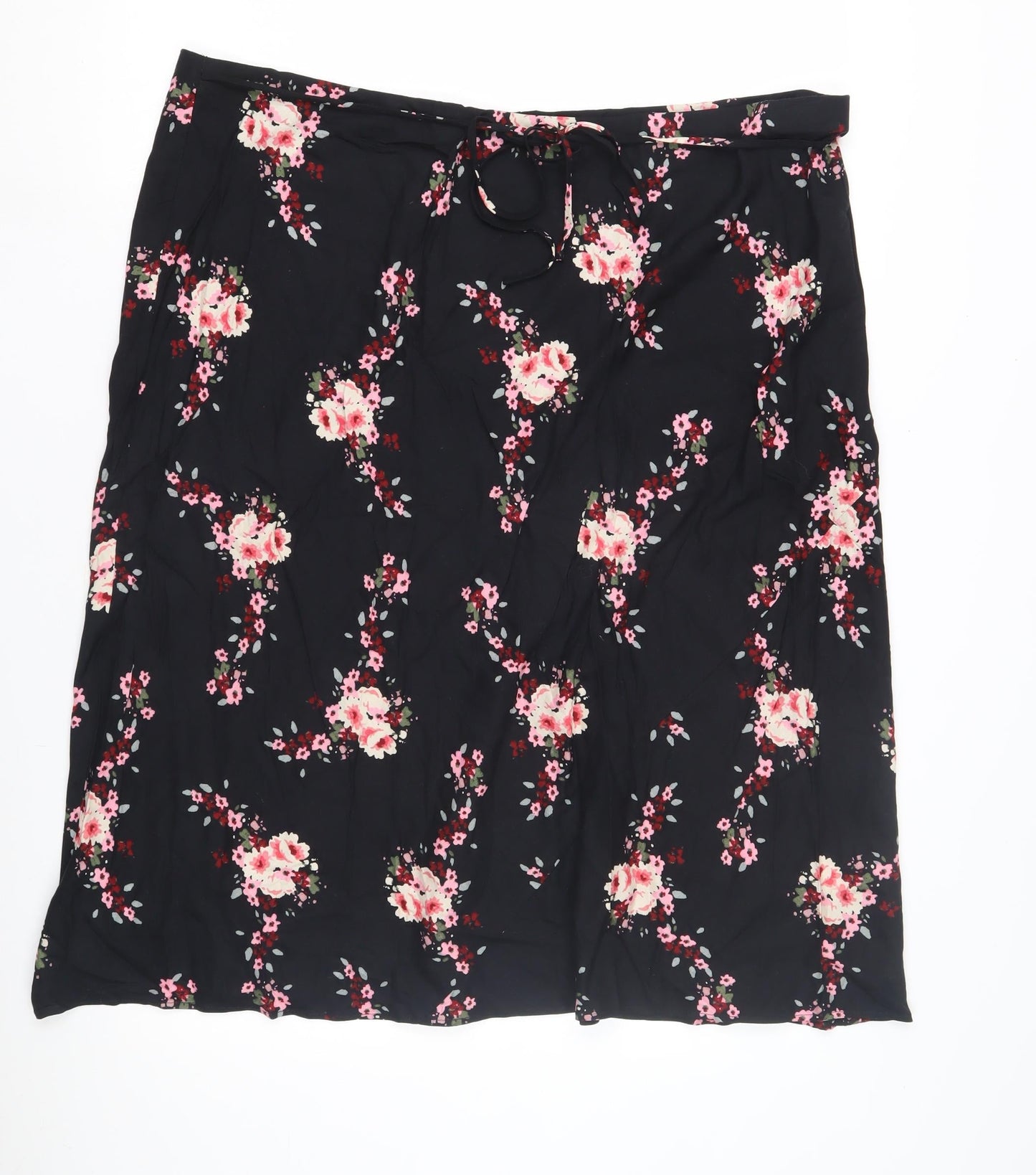 Bonmarché Women's Black Floral Drawstring Skirt Size 22