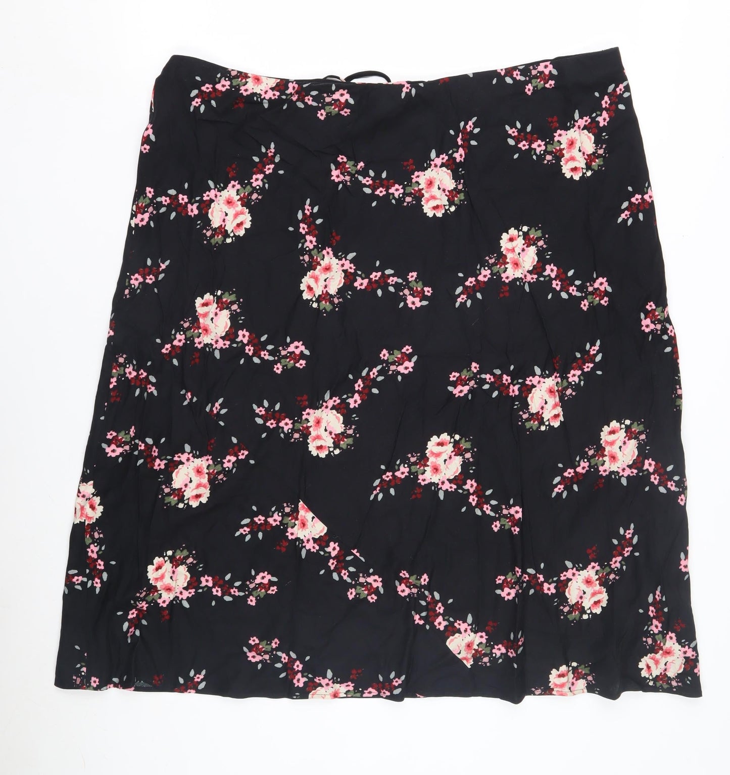 Bonmarché Women's Black Floral Drawstring Skirt Size 22