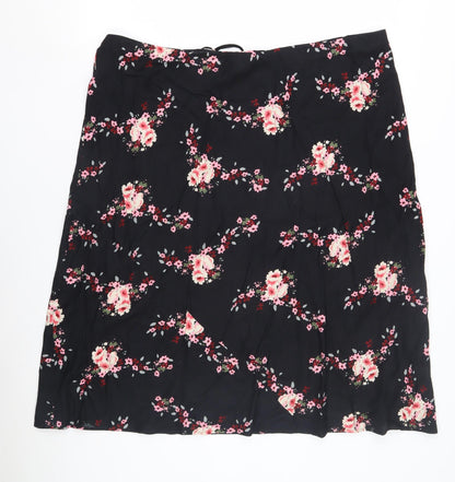Bonmarché Women's Black Floral Drawstring Skirt Size 22