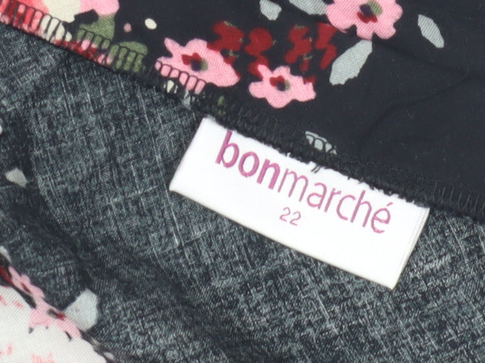 Bonmarché Women's Black Floral Drawstring Skirt Size 22