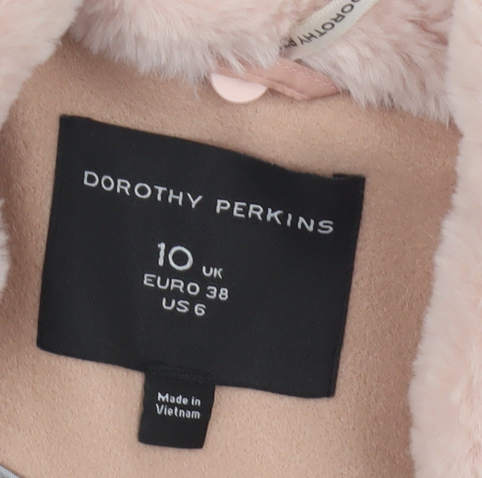 Womens UK Size 10 Dorothy Perkins Beige Overcoat