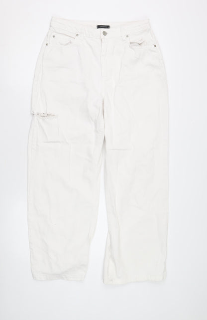 TrendYol Women's White Distressed Jeans