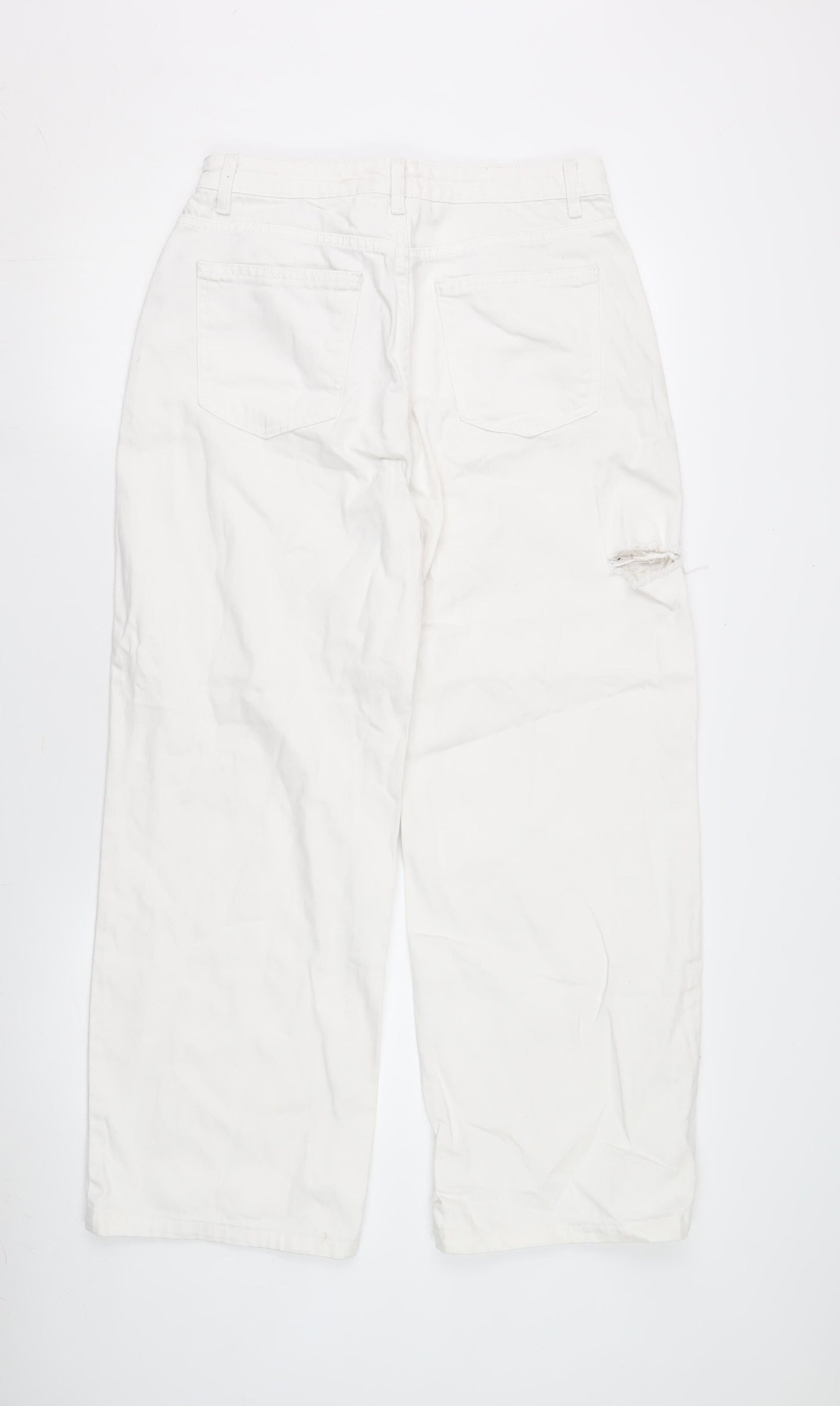 TrendYol Women's White Distressed Jeans