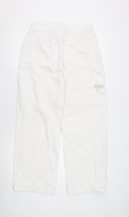 TrendYol Women's White Distressed Jeans