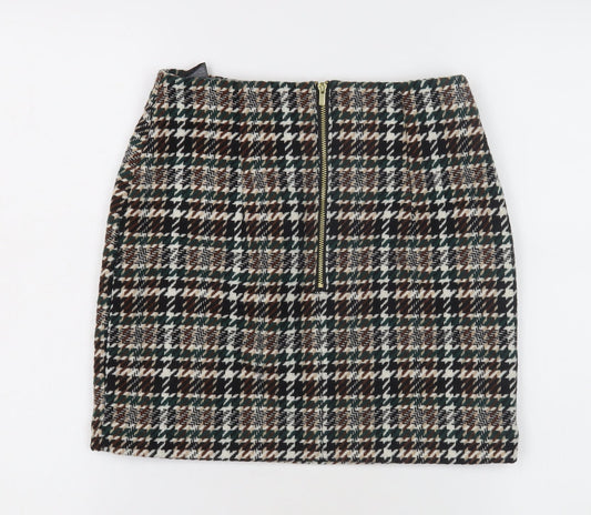 H&M Women's Multicoloured 6 Houndstooth Pencil Skirt