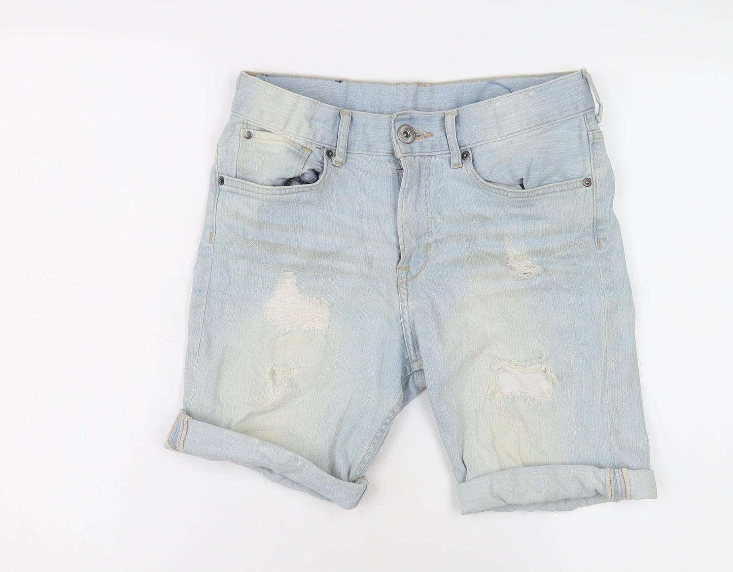 Boys Blue Denim Bermuda Shorts, Slim Fit, Size 12