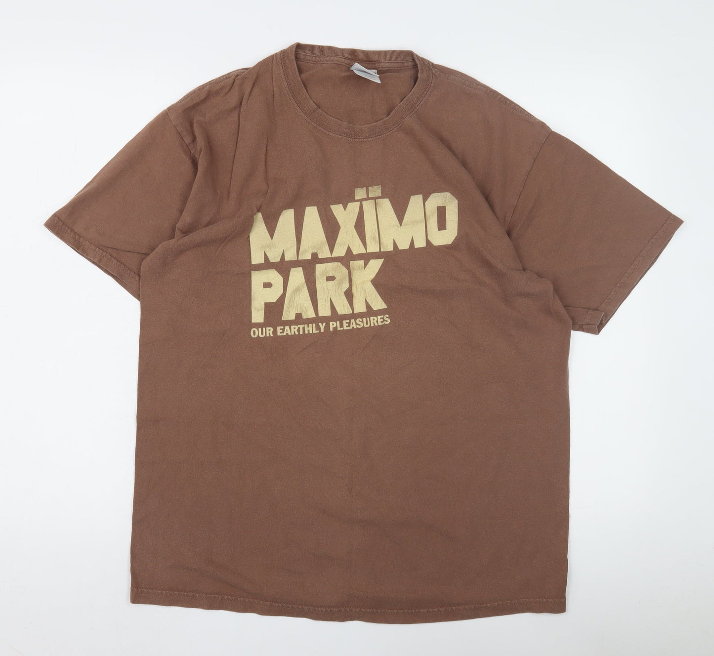 Mens UK Size L Gildan Brown  T-Shirt
