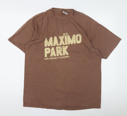 Mens UK Size L Gildan Brown  T-Shirt