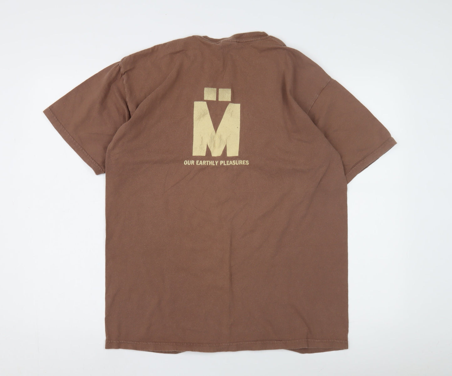 Mens UK Size L Gildan Brown  T-Shirt