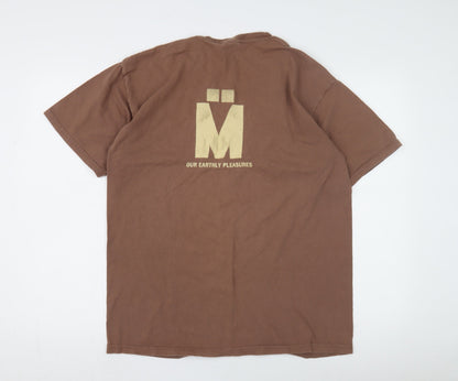 Mens UK Size L Gildan Brown  T-Shirt
