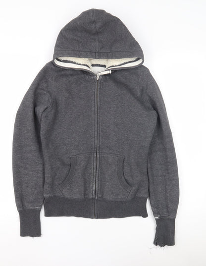 H&M Boys Grey Full Zip Hoodie Lined Size S
