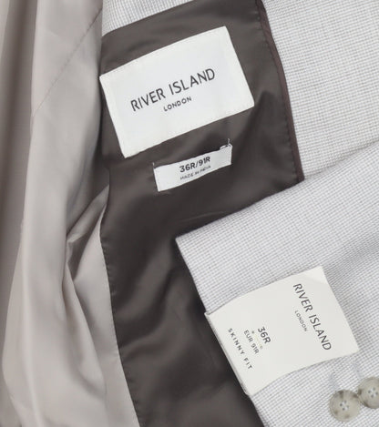 Mens UK Size 36 River Island Regular Grey Suit Jacket
