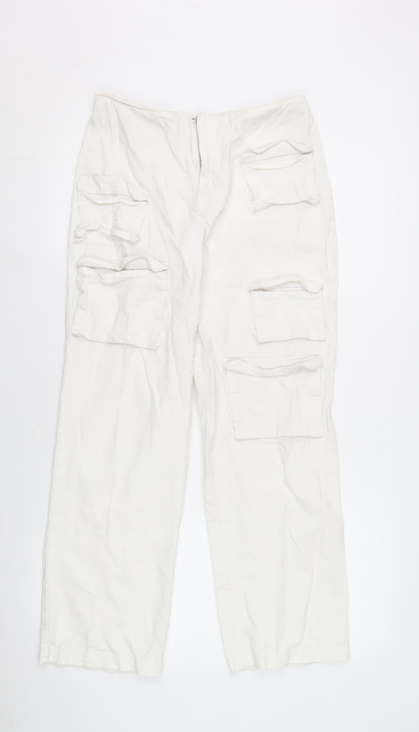 Womens UK Size 8 COLLUSION Regular Fit Cargo Ivory Trousers