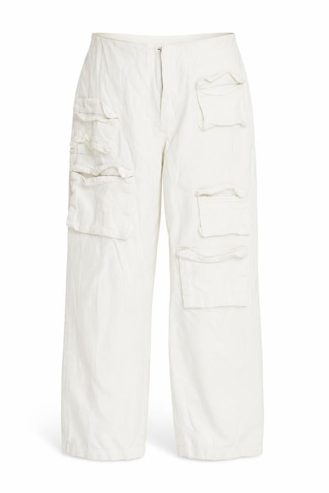 Womens UK Size 8 COLLUSION Regular Fit Cargo Ivory Trousers