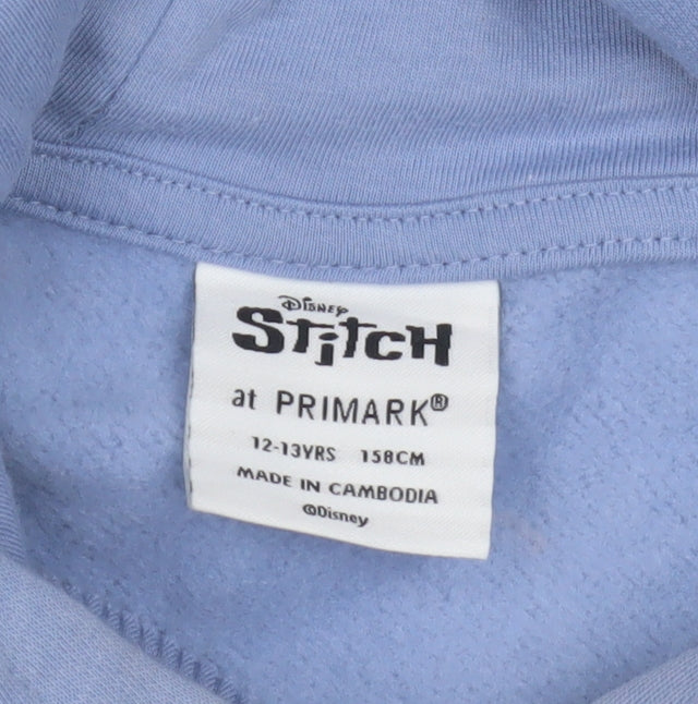 Disney Girls Blue Stitch Hoodie, Age 12-13, Pullover Style