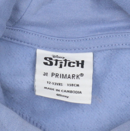 Disney Girls Blue Stitch Hoodie, Age 12-13, Pullover Style