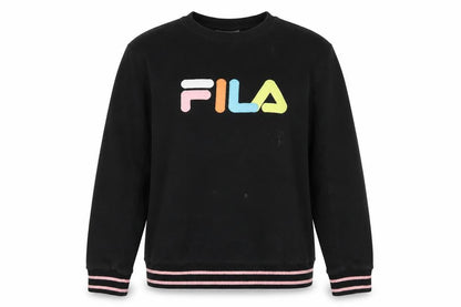 Front view of Fila Black unisex adults logo pullover sweatshirt 2xl