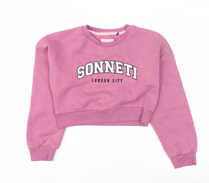 Sonneti Girls Pink Crew Neck Pullover Sweatshirt, 12-13 Years