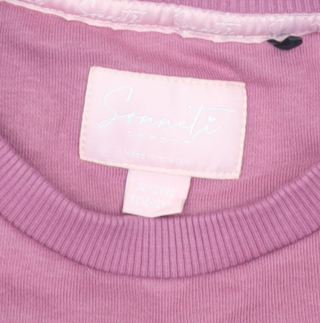 Sonneti Girls Pink Crew Neck Pullover Sweatshirt, 12-13 Years