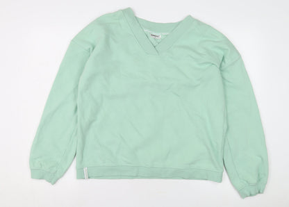 bekkin Women's Green V-Neck Pullover Sweatshirt, Size L
